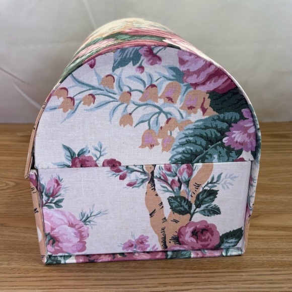 Vintage Floral Fabric Jewelry Box Cottagecore Rose Print 90s Vanity Case 90s - Picture 2 of 10